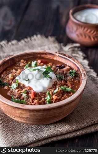 Mexican spicy red lentil stew