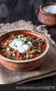 Mexican spicy red lentil stew