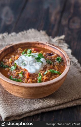 Mexican spicy red lentil stew
