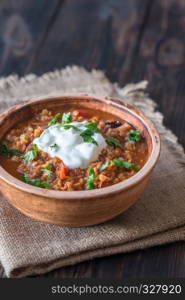 Mexican spicy red lentil stew