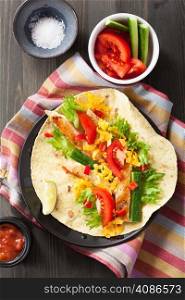 mexican tortilla with chicken breast and vegetables