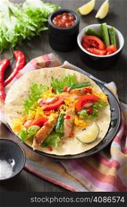 mexican tortilla with chicken breast and vegetables