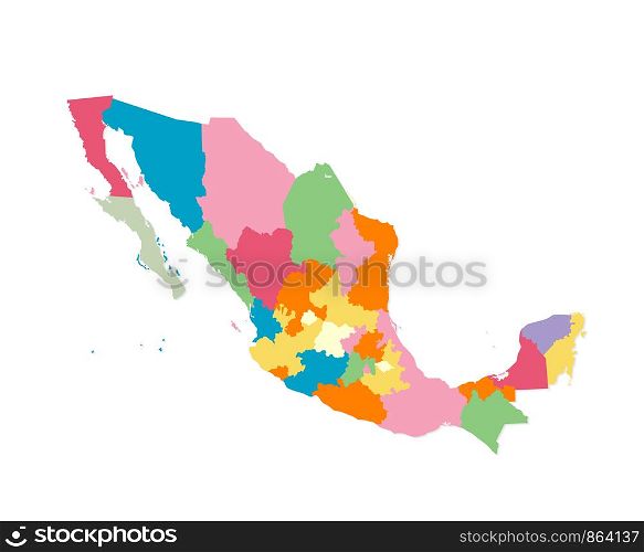 Mexico map in watercolors over white background