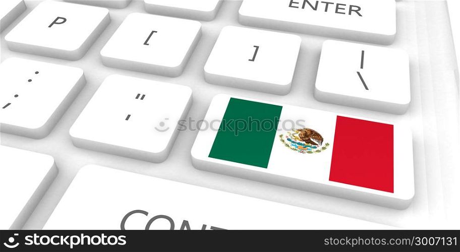 Mexico Racing to the Future with Man Holding Flag. Mexico Racing to the Future