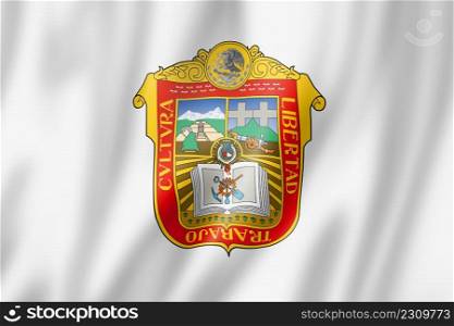 Mexico state flag, waving banner collection. 3D illustration. Mexico state flag