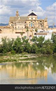Mezquita Cathedral (The Great Mosque) by the Guadalquivir river in Cordoba, Spain, Andalusia region.