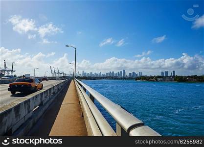 Miami Beach from MacArthur Causeway in Florida USA