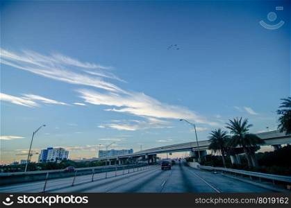 miami florida city skyline and streets