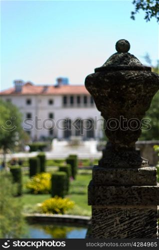 MIAMI, FLORIDA - MAY 10, 2013: Vizcaya Museum and Gardens, is the former villa and estate of businessman James Deering, on Biscayne Bay in the present day Coconut Grove neighborhood of Miami, Florida.