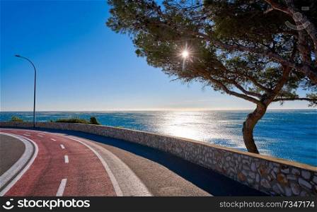 Miami-Platja beach bike track in Tarragona at Costa Dorada of Catalonia