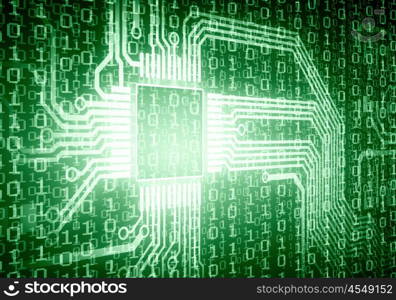 Micro circuit. Background image of micro circuit with binary code