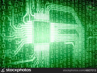 Micro circuit. Background image of micro circuit with binary code