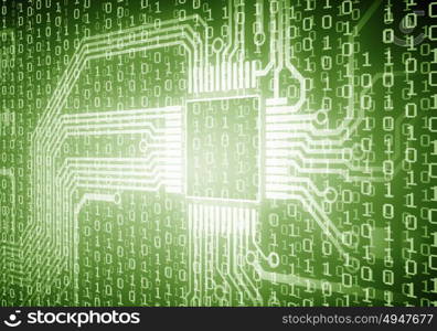 Micro circuit. Background image of micro circuit with binary code