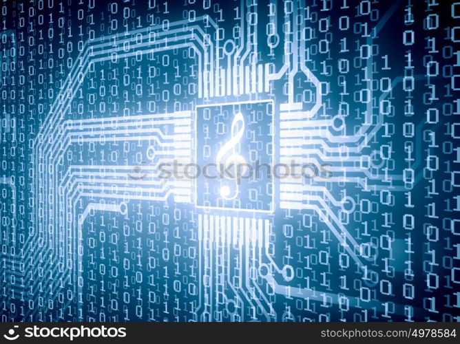 Micro circuit. Background image of micro circuit with binary code