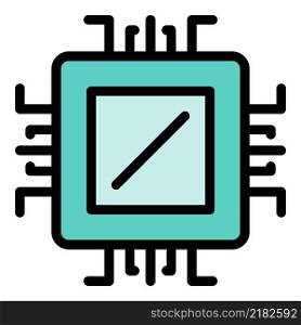Microchip processor icon. Outline microchip processor vector icon color flat isolated. Microchip processor icon color outline vector