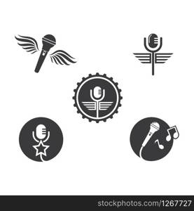 microphone icon logo of karaoke and musical vector illustration design template