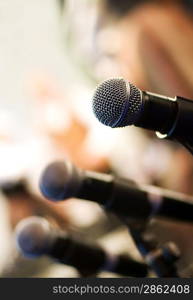 Microphone on abstract blurred background (shallow DoF)
