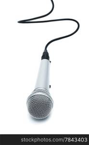 Microphone with a black cord on a white background