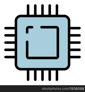 Microprocessor icon. Outline microprocessor vector icon color flat isolated. Microprocessor icon color outline vector