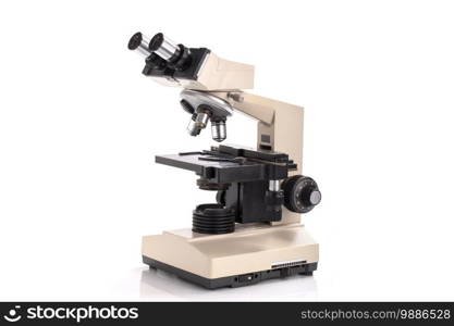 Microscope for laboratory research isolated on white background