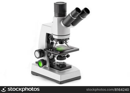 Microscope for laboratory research isolated on white background, Generative Ai