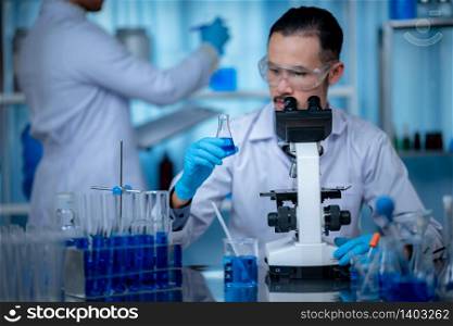 microscope in biotechnological laboratory, professional equipment