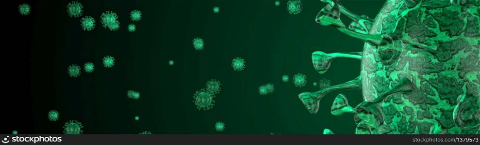 Microscope virus cell. Pandemic bacteria pathogen medical health risk, Corona COVID-19 Alert SOS, immunology, virology, epidemiology concept. 3D illustration