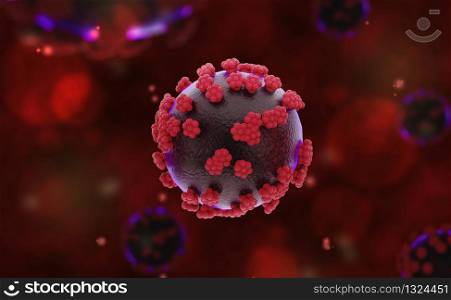 Microscopic COVID-19 virus cells. The cause of respiratory disease., pandemic crisis background., 3d illustration