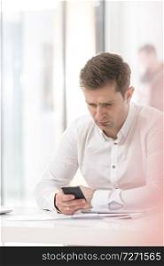 Mid adult businessman using smartphone in office