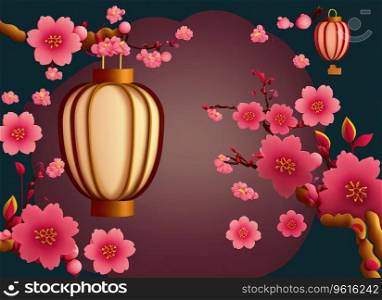 Mid Autumn Festival design with beautiful blossom flowers, lanterns