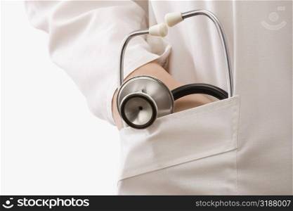 Mid section view of a doctor with a stethoscope