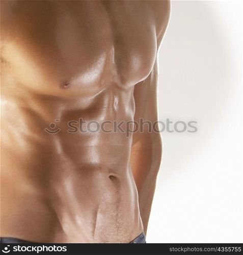 Mid section view of a muscular man