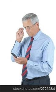 Middle Aged Businessman And Cell Phone
