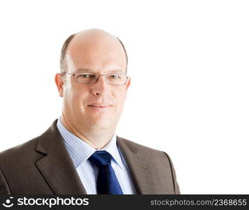 Middle-aged businessman portrait isolated on white background