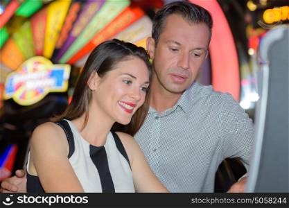 Middle aged couple in casino