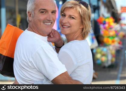 middle-aged couple shopping