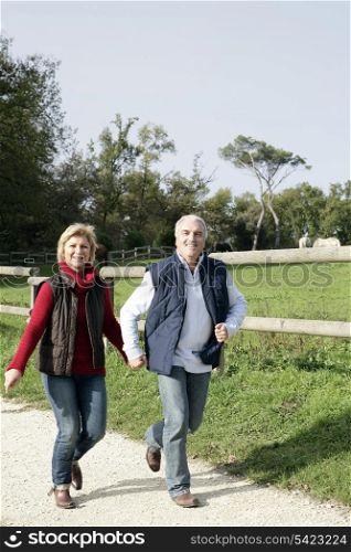 Middle-aged couple taking a stroll
