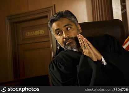 Middle-aged judge in a courtroom