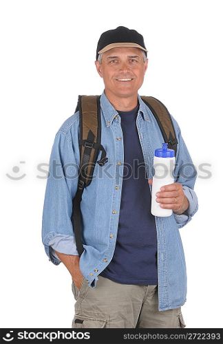 Middle aged man ready for a hike