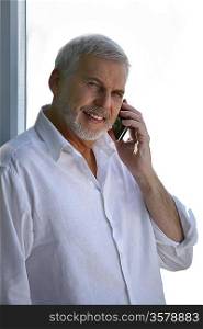 Middle-aged man taking a call