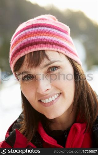 Middle Aged Woman Dressed For Cold Weather