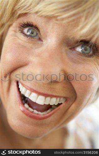 Middle Aged Woman Smiling Happily