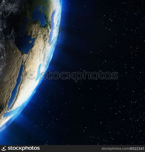 Middle East from space. Elements of this image furnished by NASA 3d rendering. Middle East from space 3d rendering. Middle East from space 3d rendering