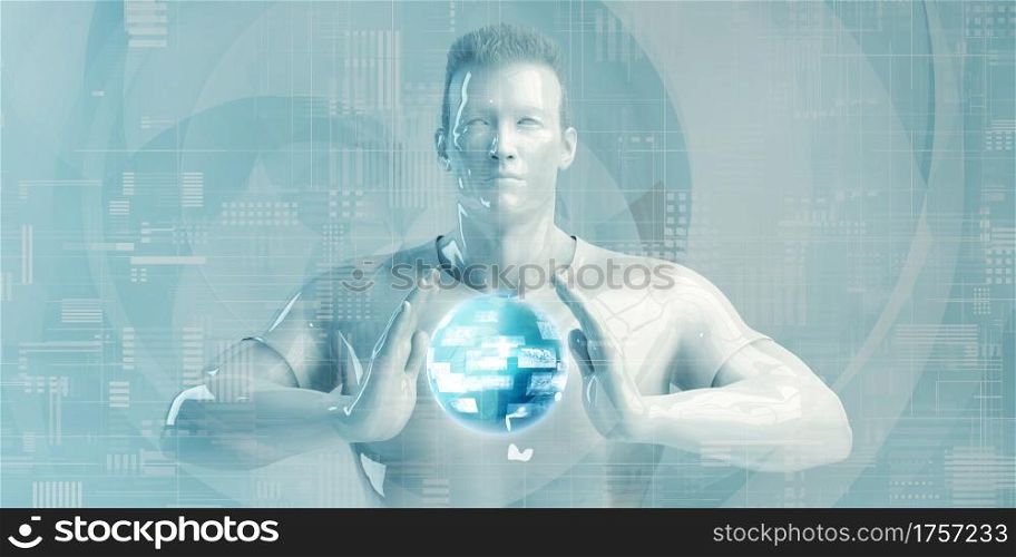 Middle Eastern Business Man Using Digital Solutions Technology Concept Art. Middle Eastern Business Man Using Digital Solutions