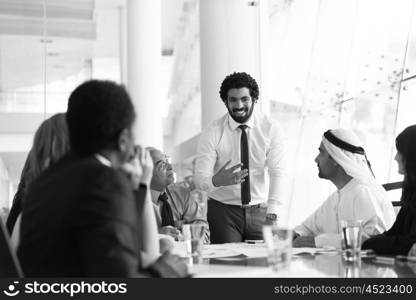 middle eastern business people group on meeting at modern office
