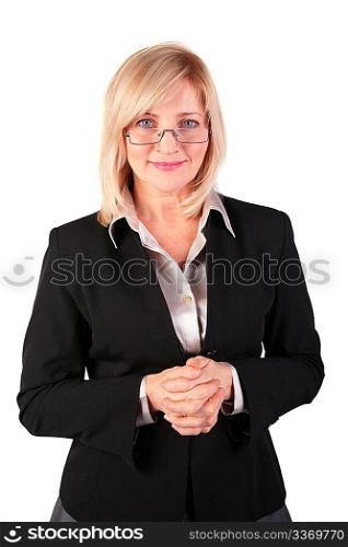 middleaged business woman posing in glasses