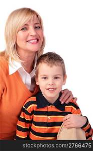 Middleaged woman with boy