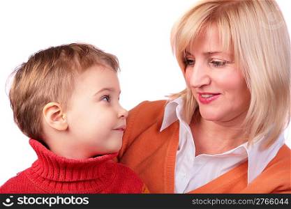 Middleaged woman with kid