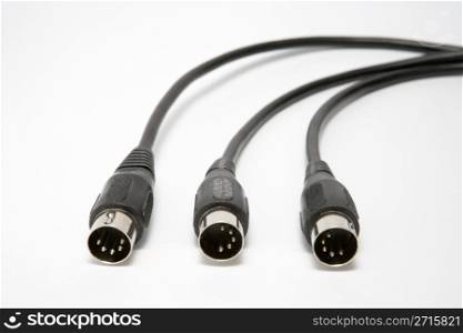 MIDI (Musical Instrument Digital Interface) cables isolated on a white background