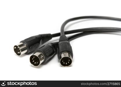 MIDI (Musical Instrument Digital Interface) cables isolated on a white background